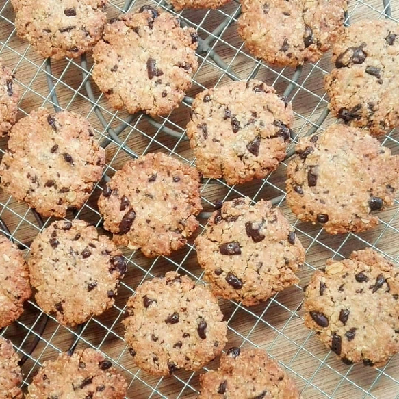 【グルテンフリー☆小麦・バター・卵不使用】有機オートミールとチョコのクッキー 2枚目の画像