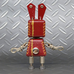 ウサギ型革ロボット レザビット ペイントバージョン（栗×ベージュ） 6枚目の画像