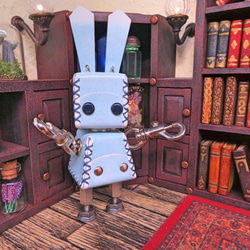 ウサギ型革ロボット レザビット（水色） 3枚目の画像