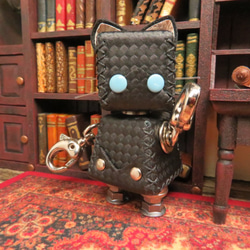 ネコ型革ロボット レザキャット（黒） 2枚目の画像