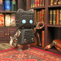 ネコ型革ロボット レザキャット（黒） 3枚目の画像
