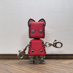 ネコ型革ロボット レザキャット（マゼンタ）暦堂 4枚目の画像