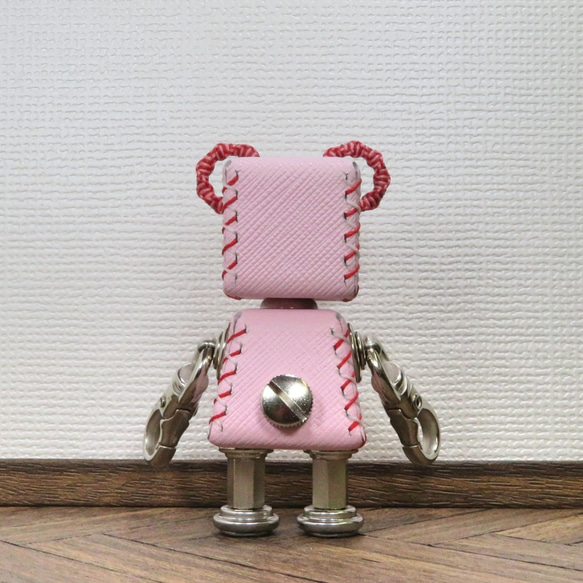クマ型革ロボット レザベア (パステルピンク)暦堂 6枚目の画像