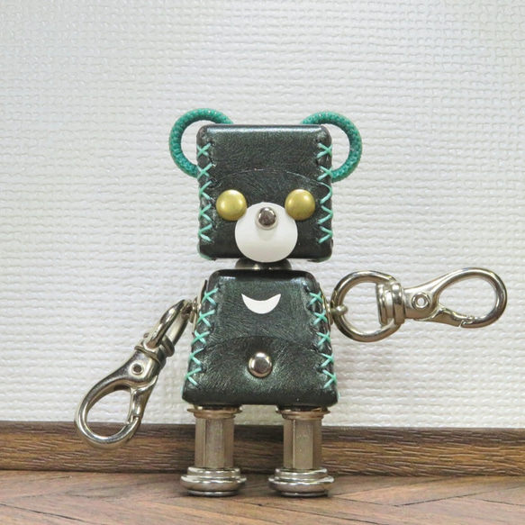 クマ型革ロボット レザベア (深緑)暦堂 4枚目の画像