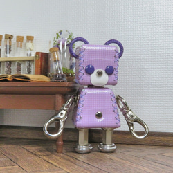 クマ型革ロボット レザベア (エナメルレザー:藤紫)暦堂 3枚目の画像