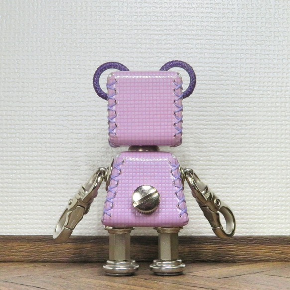 クマ型革ロボット レザベア (エナメルレザー:藤紫)暦堂 6枚目の画像