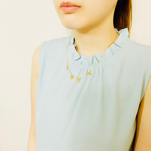 名入れ♡グリーンレター キラキラ イニシャル ネックレス ハンドメイド 02c7480fc9d6a71fc1d57e9062fea2