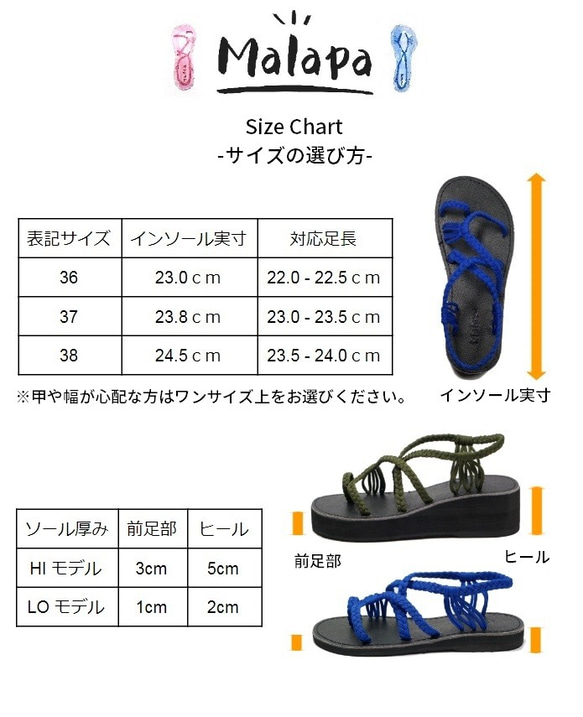 ★Malapa Sandal★  Risa LO ブルー ちょっと大人なお手軽サンダル スポサン アウトドア ナイロン 6枚目の画像