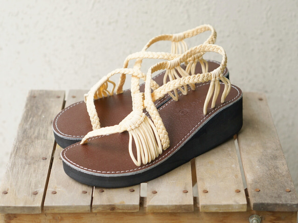 ★Malapa Sandal★ナイロンストラップサンダル Risa HI アイボリー 厚底 ビーサン スポサン 2枚目の画像