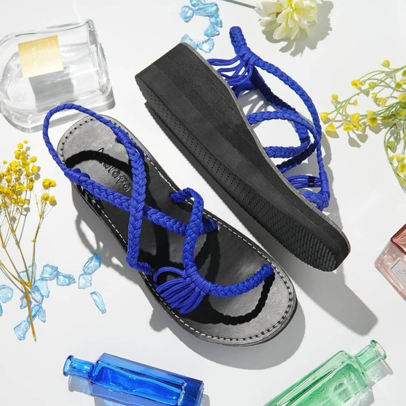 【Malapa Sandal】ナイロンストラップサンダル Risa HI ブルー 厚底 ビーサン スポサン 6枚目の画像