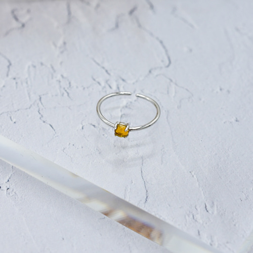 7〜11号フリー〕シトリン リング Silver925 4mm 指輪・リング