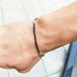 silverブレスレット  真ん中にブラックダイヤ SILVER ブラックダイヤモンドブレスレット - 三幸物産株式会社
