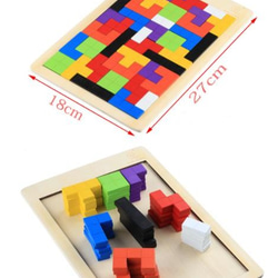 木製知育玩具・カラフル・テトリス・木製ブロックパズル・頭使います 4枚目の画像