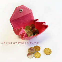 イタリアンレザーのコインケース【ピーチ】　全3色　しあわせのコインケース　 4枚目の画像