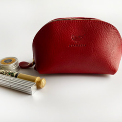 Puffy leather pouch red (Italian leather Arizona) 也可用於包中包☆ 第1張的照片