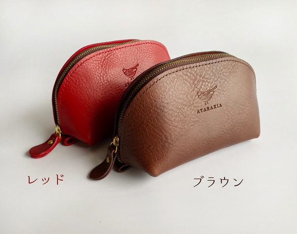 Puffy leather pouch red (Italian leather Arizona) 也可用於包中包☆ 第4張的照片