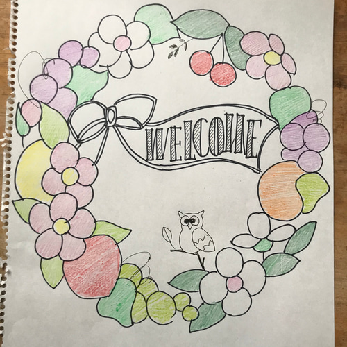 ステンドグラス壁掛けふくろう時計(244)