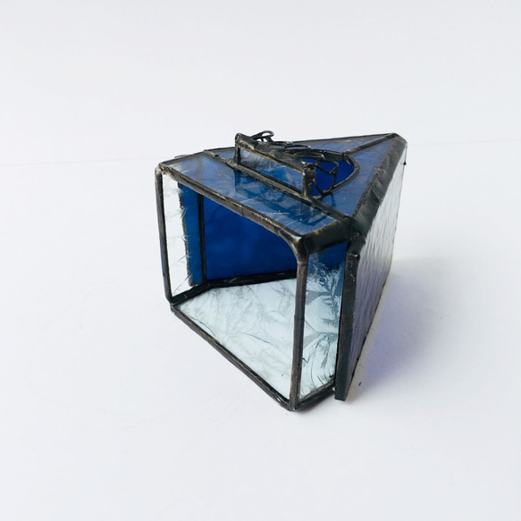 ステンドグラス　バルコニーのあるミニハウス　クリアブルー 5枚目の画像