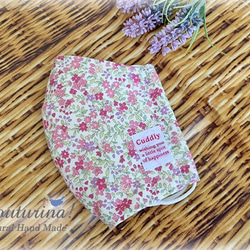 【送料無料!!】ピンクの小花柄の立体マスク(フィルターポケット付き)普通サイズ 2枚目の画像