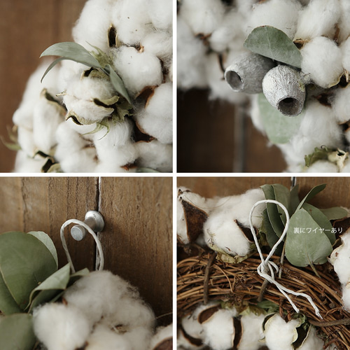 ナチュラルコットンのリース（綿の実） ドライフラワー cielclair