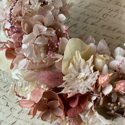 紫陽花のリース（ピンクベージュ） 　クリアケースラッピング付き　フラワーギフト　お祝い　プレゼン 4枚目の画像