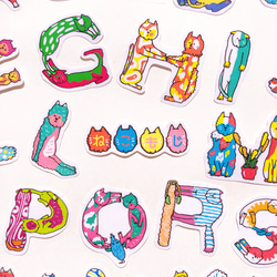 アルファベットシール】ねこもじ〜アルファベットを意識したポーズを