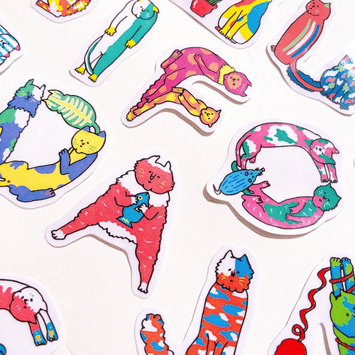 アルファベットシール】ねこもじ〜アルファベットを意識したポーズを