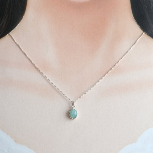 天然石大粒マラカイトクラウンベゼルネックレス