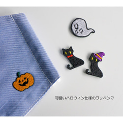 立体マスク 【 SN加工 刺繍ワッペン 】 ハロウィン 刺繍 秋 抗菌 抗ウイルス KZ01K 2枚目の画像