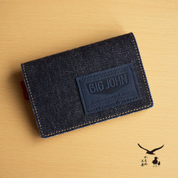 カードケース 【 BIG JOHN × かもめ 】 デニム 革 レザー 名刺入れ カード 送料無料 HC03K 1枚目の画像