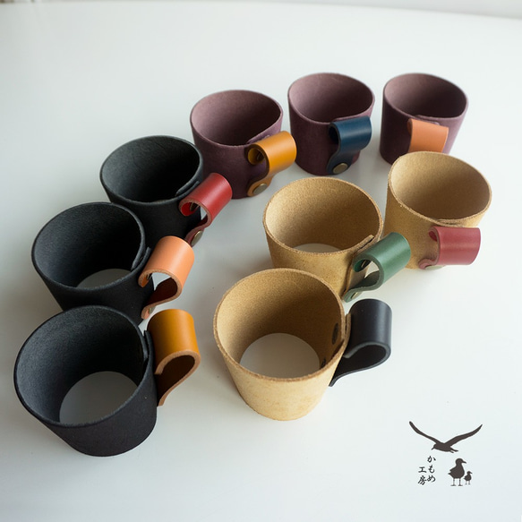 イタリアンレザー 【 紙 カップホルダー 3個セット 】 紙コップホルダー レザー 革 父の日 HH33K 1枚目の画像