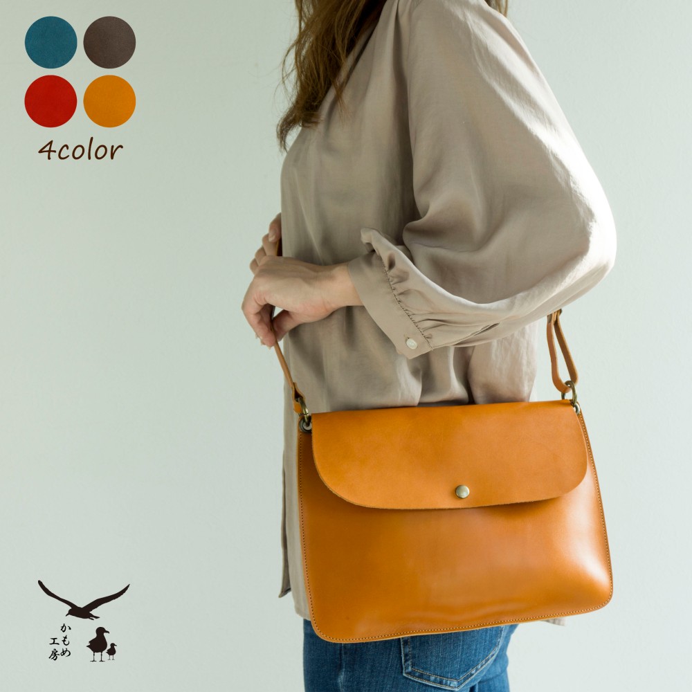 【 栃木レザー フラップ付 サコッシュ -original- 】 革 レザー ショルダーバッグ 送料無料 HG03K