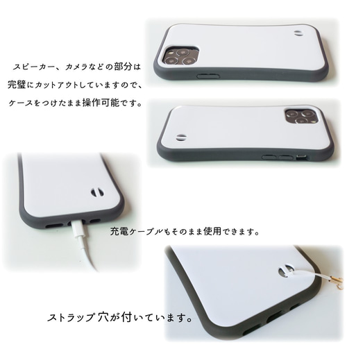 iPhone限定 スマホケース グリップケース 【 くすみカラー 名入れ  