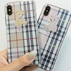 多機種対応 スマホケース【Sweet Bear】クマ ぬいぐるみ チェック ファンシー 大人可愛い LM01U 3枚目の画像