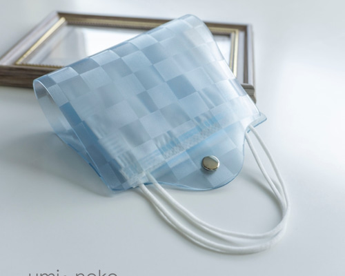 マスクケース 【 クリア 市松 】 凸凹 携帯用 PVC 透明 シンプル