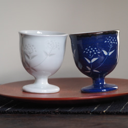 冷酒カップ　単品（藍彫りオミナエシ） 5枚目の画像