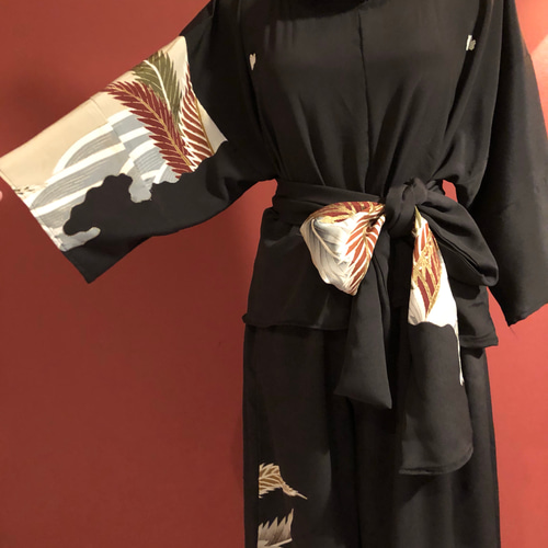 展示 アンティーク黒留袖からのツーピース 着物 盛岡工房 通販