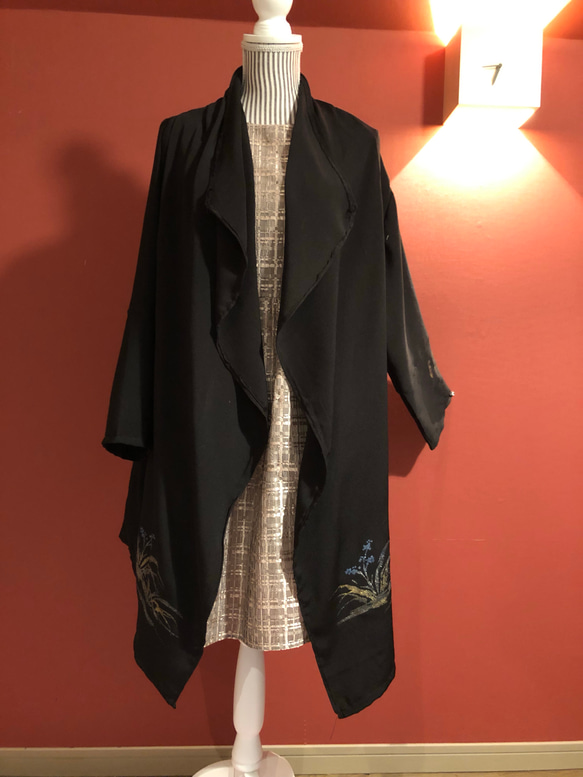 #盛岡工房 着物リメイク 黒羽織からのコーディガン 受注製作致します！こちらは見本です。 1枚目の画像