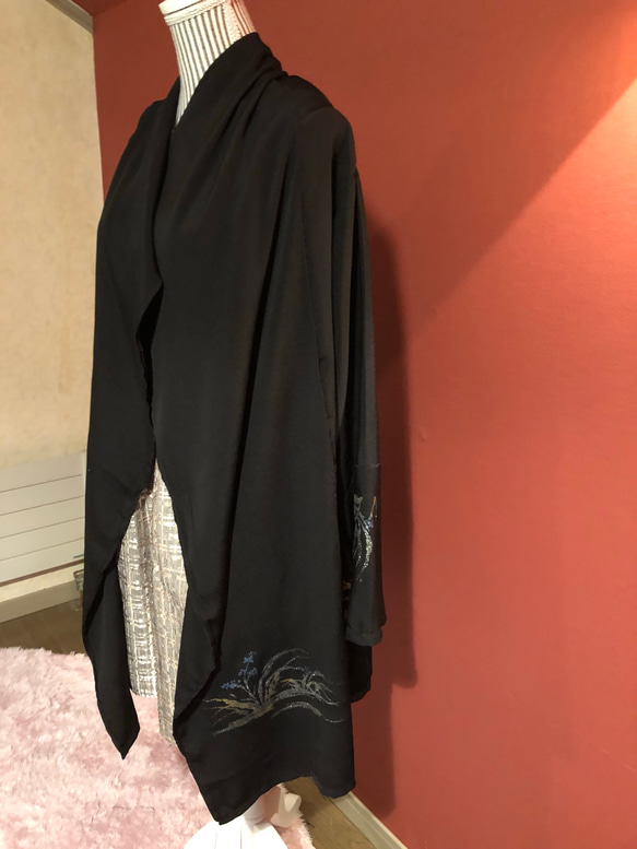 #盛岡工房 着物リメイク 黒羽織からのコーディガン 受注製作致します！こちらは見本です。 7枚目の画像