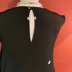 SALE❗️着物リメイクセミアンティーク黒留袖リメイクアシンメトリードレープロングドレス　松文様 7枚目の画像