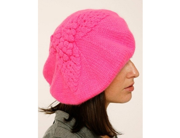 Pink Virgin Wool Leaf Beret 1枚目の画像