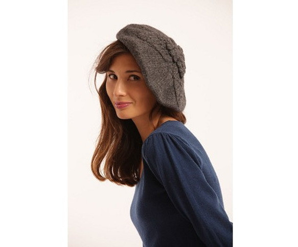 Grey Virgin Wool Leaf Beret 1枚目の画像