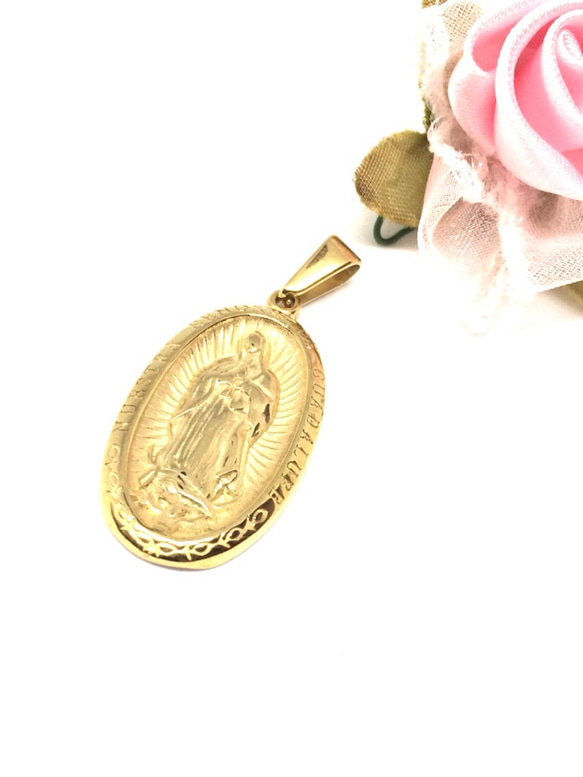 サージカルステンレス】メダイ 聖母マリア様 メダルチャーム トップ