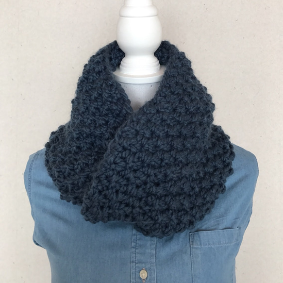 【訂單生產】手編織大塊COWL“牛仔布”手工編織Boryumi Snood“牛仔布” 第1張的照片