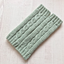 Cable Knit Leg Warmer / Arm Warmer Smokey Mint 第2張的照片