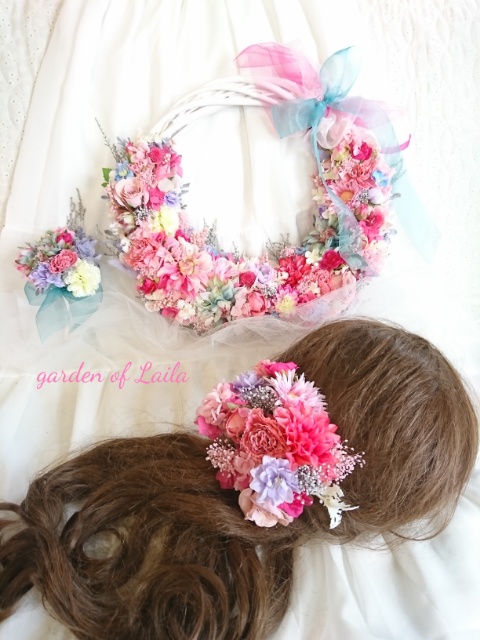 ◇受注対応◇ウェディングリースブーケ専門店リースブーケブートニアヘッドドレスリストレットブーケ花冠オーダー承ります♡