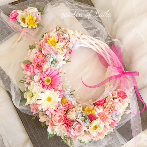 【R/EN○R】花冠 オーダー品 ウェディング 花冠 花かんむり ウェディング ヘッドドレス ピンク 結婚式