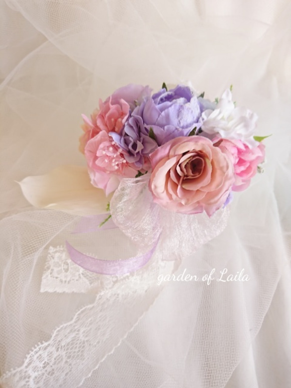 リースブーケ、ブートニア 2点セット 【髪飾り希望の場合は別途】