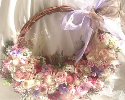 ハート型♡プリンセスリースブーケ&ブートニア♡大人可愛いくすみヌーディーカラー ハート型♡プリンセスリースブーケ&ブートニア♡大人可愛い