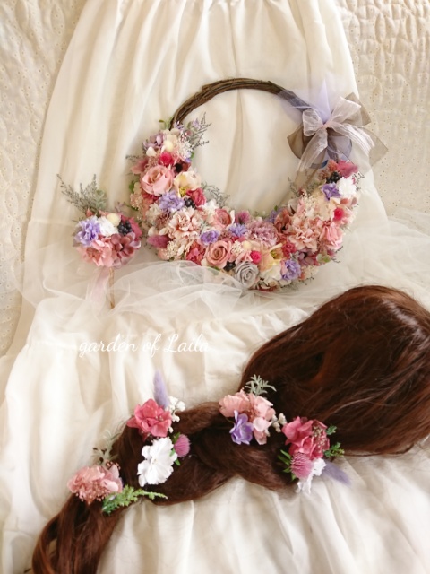 ♡受注対応♡ウェディングリースブーケ専門店リースブーケブートニアヘッドドレスリストレットブーケ花冠オーダー承ります